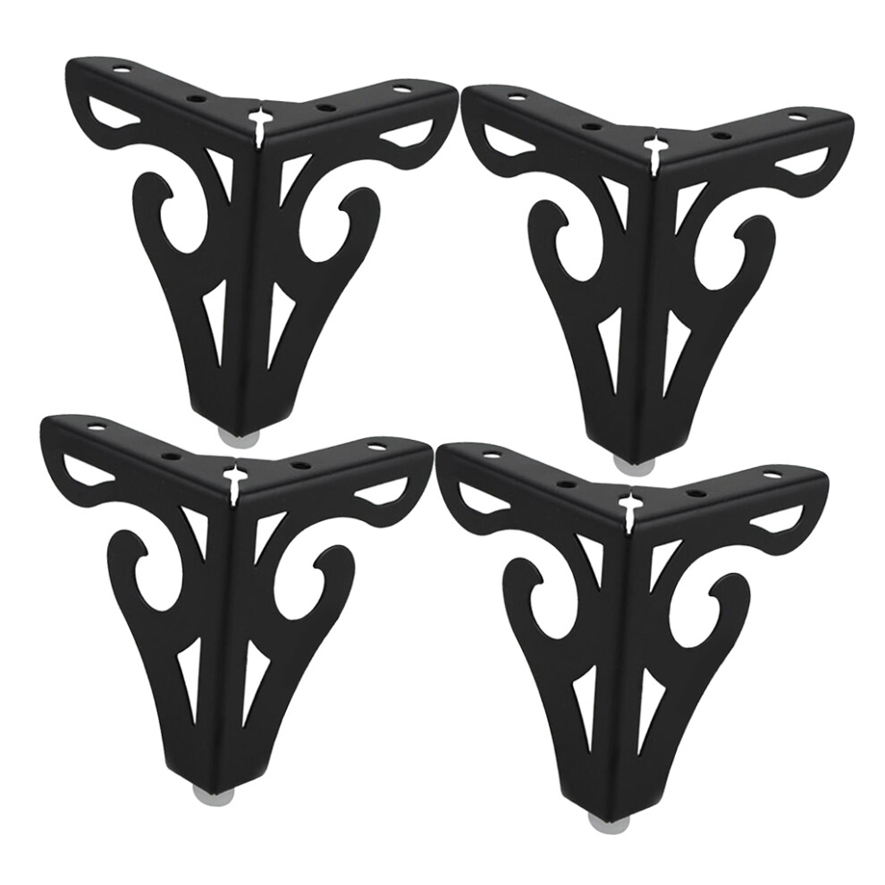 4Pcs Hollow Out Metal Furniture Legs Feet Sofa Cabinet Legs Black 10Cm 6902696535702