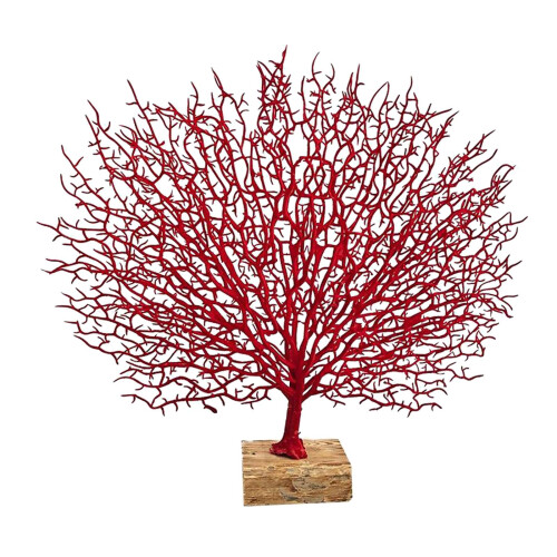 Plastic Coral Sculpture Table Top Ornament Decor Tabletop Figurine Red 1
