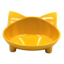 Cute Pet Cat Ears Shaped Food Water Bowl Non-slip Feeding Wide Bowl Ye