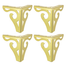 4pcs Hollow Out Metal Furniture Legs Feet Sofa Cabinet Legs Gold 10cm