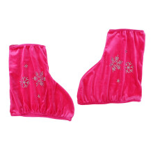 2pcs Ice Skate Boot Covers Protector for Figure Skating Velvet Rose Re