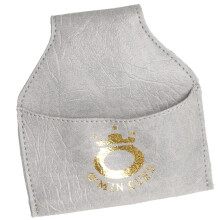 Billiard Snooker Pool Cue PU Leather Chalk Holder Pouch Bag Clip Gray