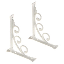 2Pcs L Shaped Wall Mounted Shelf Bracket Metal Hanging Holder White 20