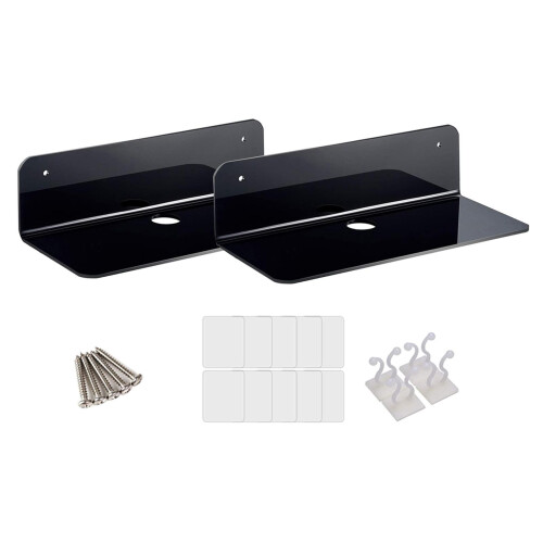2x Acrylic Floating Wall Rack Small Display Shelf for Wireless Speaker