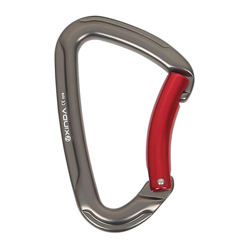 25KN Carabiner 4" Gate Auto Locking Lock Keychain Clasp Gray Bent Gate