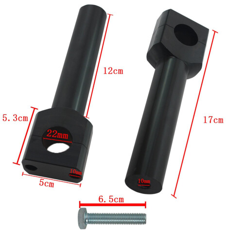 Motorcycle Handlebar Riser Kit 22/25mm Universal for Motocross Black 2 1