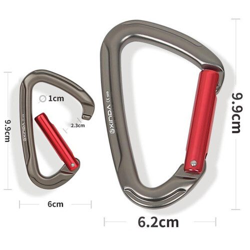 25KN Carabiner 4" Gate Auto Locking Lock Keychain Clasp Gray 1