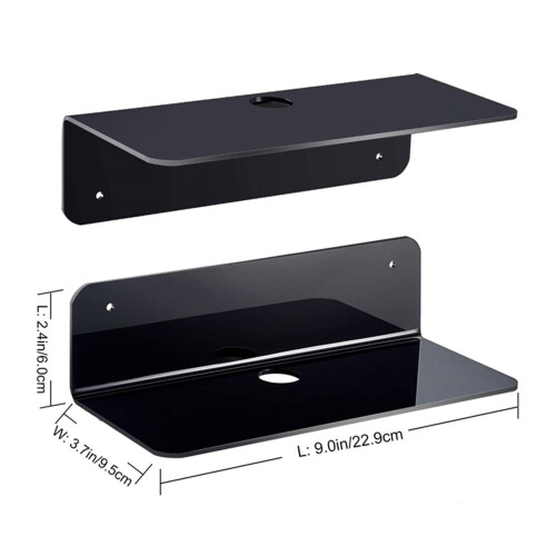 2x Acrylic Floating Wall Rack Small Display Shelf for Wireless Speaker 1