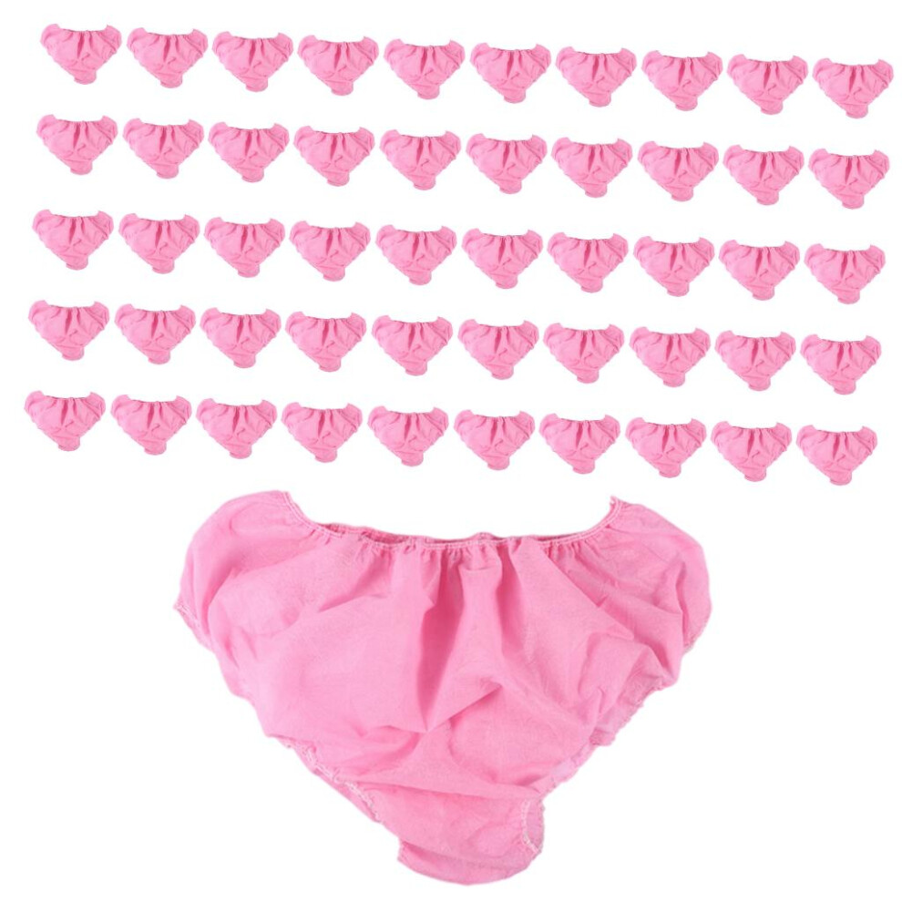 50x Disposable Panties with Elastic Waistband Soft for SPA Travel Pink