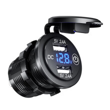 Car Waterproof Charger Dual USB Power Blue