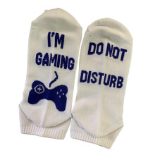 DO NOT DISTURB I'M GAMING Novelty Cotton Socks for Unisex White+Blue A
