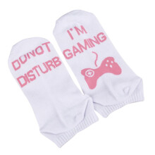DO NOT DISTURB I'M GAMING Novelty Cotton Socks for Unisex White+Pink A