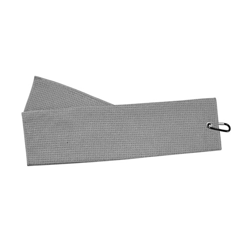 Tri-Fold Microfibre Golf Towel with Carabiner Clip Gray 1
