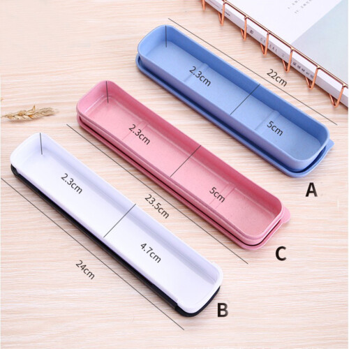 Plastic Portable Travel Tableware Storage Box for Flatware Beige A 1