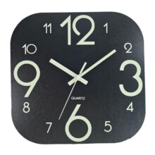12'' Luminous Wall Clock Wood for Living Room Bedroom Black Large Nume