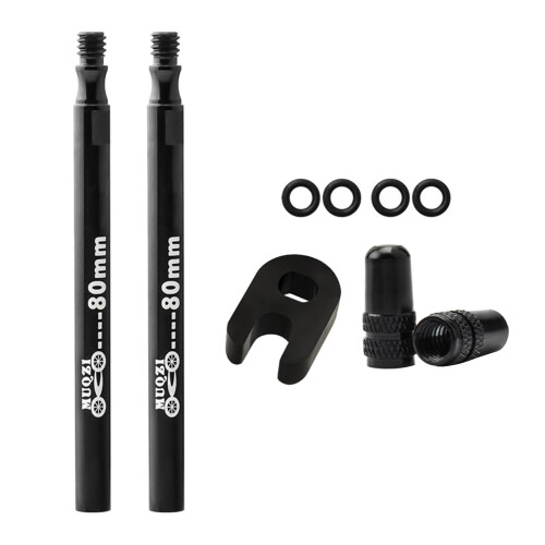 Presta Value Extender Values Extension with Core & Adaptor 2pcs Black