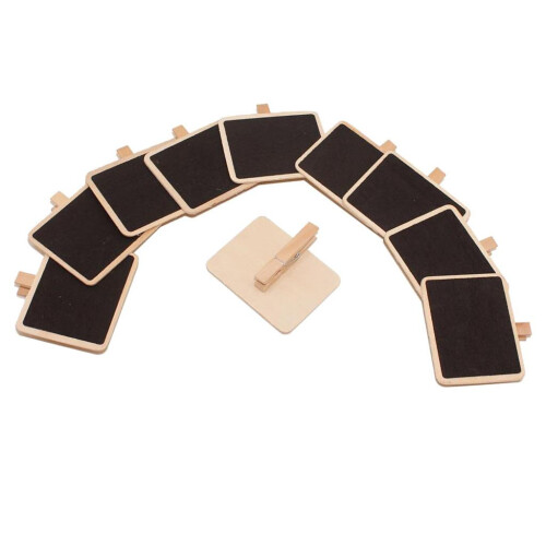 Pack 10PCS Small Mini Wooden Blackboard Note Memo Message Board Chalkb