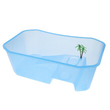 Plastic Reptile Terrapin Tortoise Turtle Tank Vivarium Feeding Box Blu