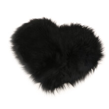 Love Shape Shaggy Soft Sheepskin Area Rug Faux Fur Rug 5cm Pile Black