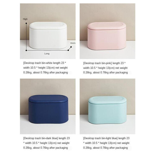 Stylish Bathroom Trash Small Garbage Can Wastebasket for Desk Light Bl 1