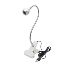 USB Flexible Reading LED Desk Lights Clip-on Table Lamp Silver White