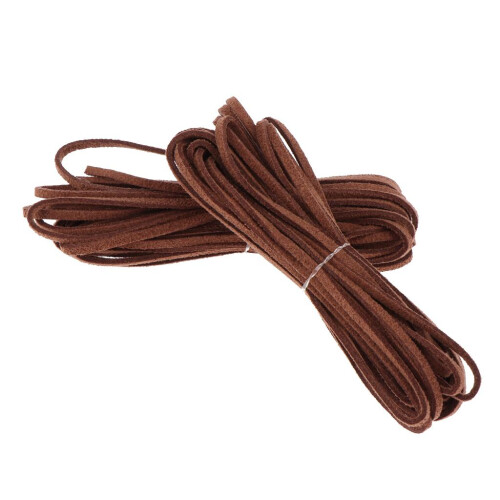 2pcs 3mm Flat Leather Strip Cord Braiding String 5 Yards Dark Brown