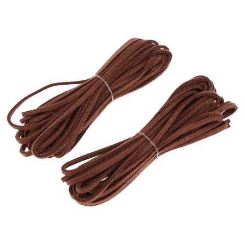 2pcs 3mm Flat Leather Strip Cord Braiding String 5 Yards Dark Brown 1