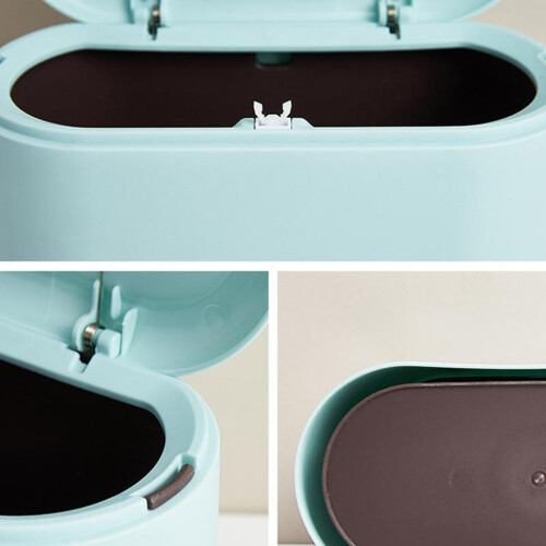 Stylish Bathroom Trash Small Garbage Can Wastebasket for Desk Light Bl 2