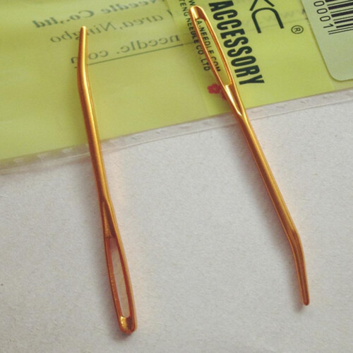 2pcs Aluminium Large-eye Bent Tip Tapestry Darning Needles Knitting Go 2