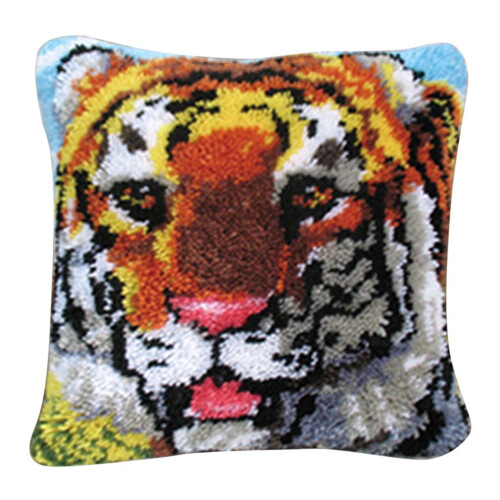 Latch Hook Kits DIY Animal Pattern Pillow Making Package 43x43cm Tiger 1