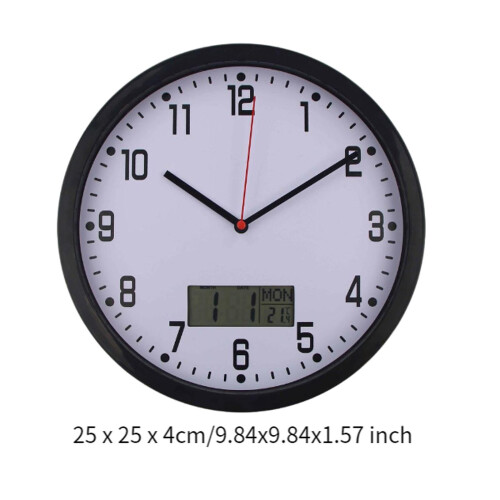 Modern Minimalist Wall Clock with Date and Temperature Large Display C 1