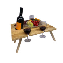 Foldable Outdoor Wine Rack Picnic Table Wine Glass Holder 34x30x16cm