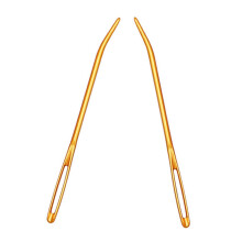 2pcs Aluminium Large-eye Bent Tip Tapestry Darning Needles Knitting Go