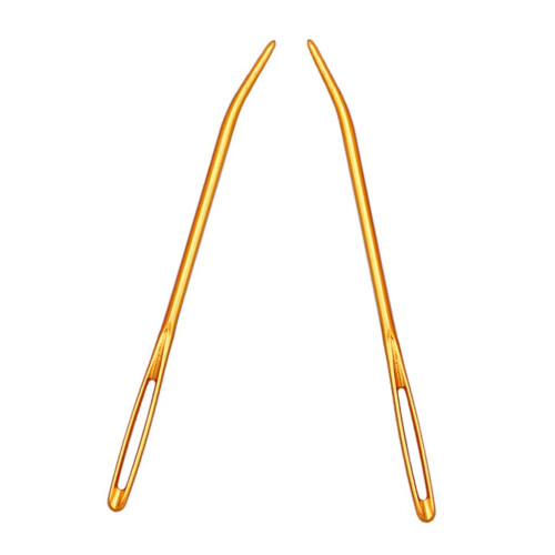 2pcs Aluminium Large-eye Bent Tip Tapestry Darning Needles Knitting Go