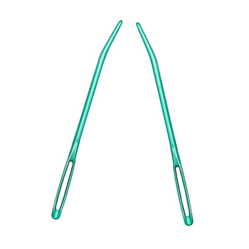 2pcs Aluminium Large-eye Bent Tip Tapestry Darning Needles Knitting Gr