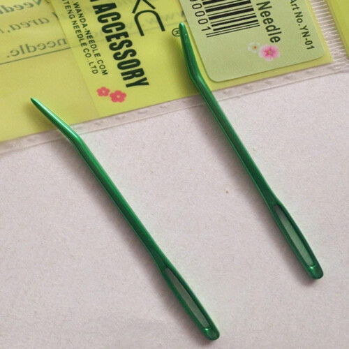 2pcs Aluminium Large-eye Bent Tip Tapestry Darning Needles Knitting Gr 2