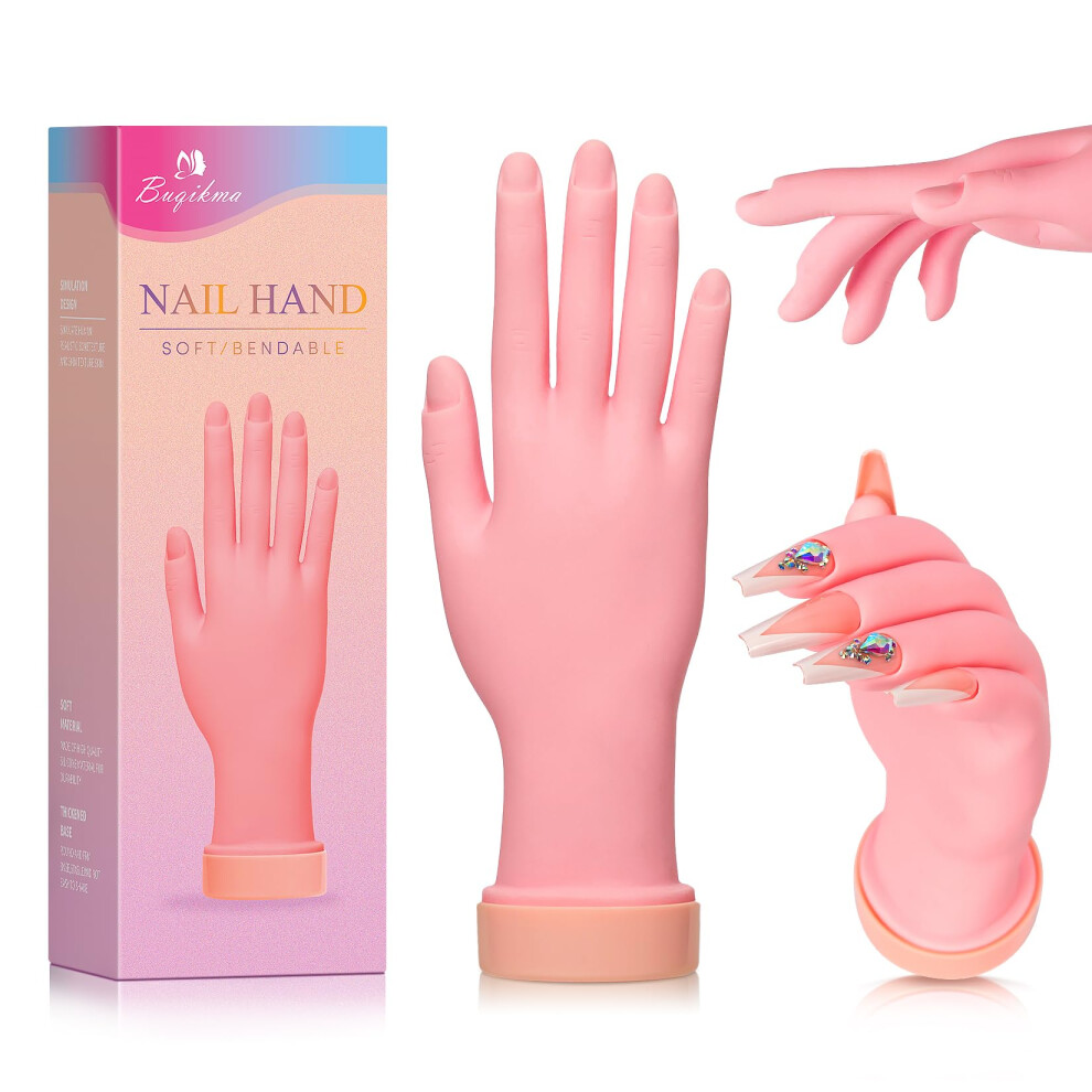 Nail Practice Hand with Realistic Bendable Fingers for Acrylic Nails and Nail Art Training 1Pcs