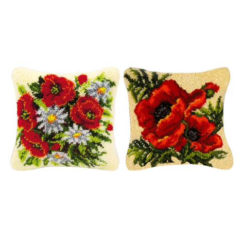 2 Set Flower Pattern Latch Hook Kit Cushion Pillow Embroidery Package 2