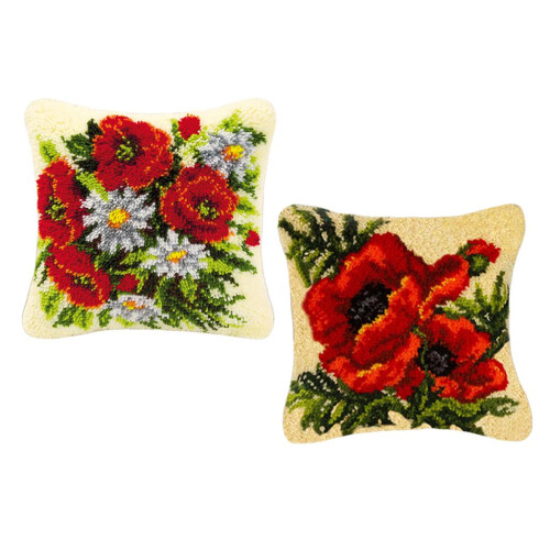 2 Set Flower Pattern Latch Hook Kit Cushion Pillow Embroidery Package 1
