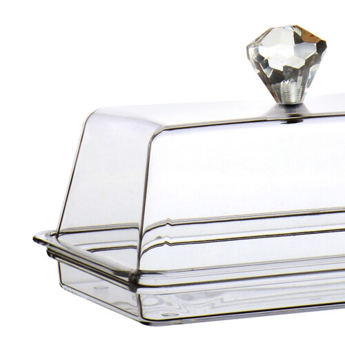 Clear Cheese Server Storage Keeper Tray with Cover Butter Holder S 2