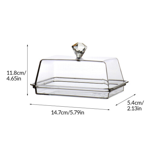 Clear Cheese Server Storage Keeper Tray with Cover Butter Holder S 1