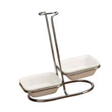 Ceramic Kitchen Spoon Rest Holder Stainless Steel Rack Double square b