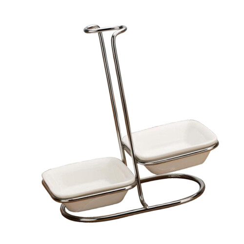 Ceramic Kitchen Spoon Rest Holder Stainless Steel Rack Double square b