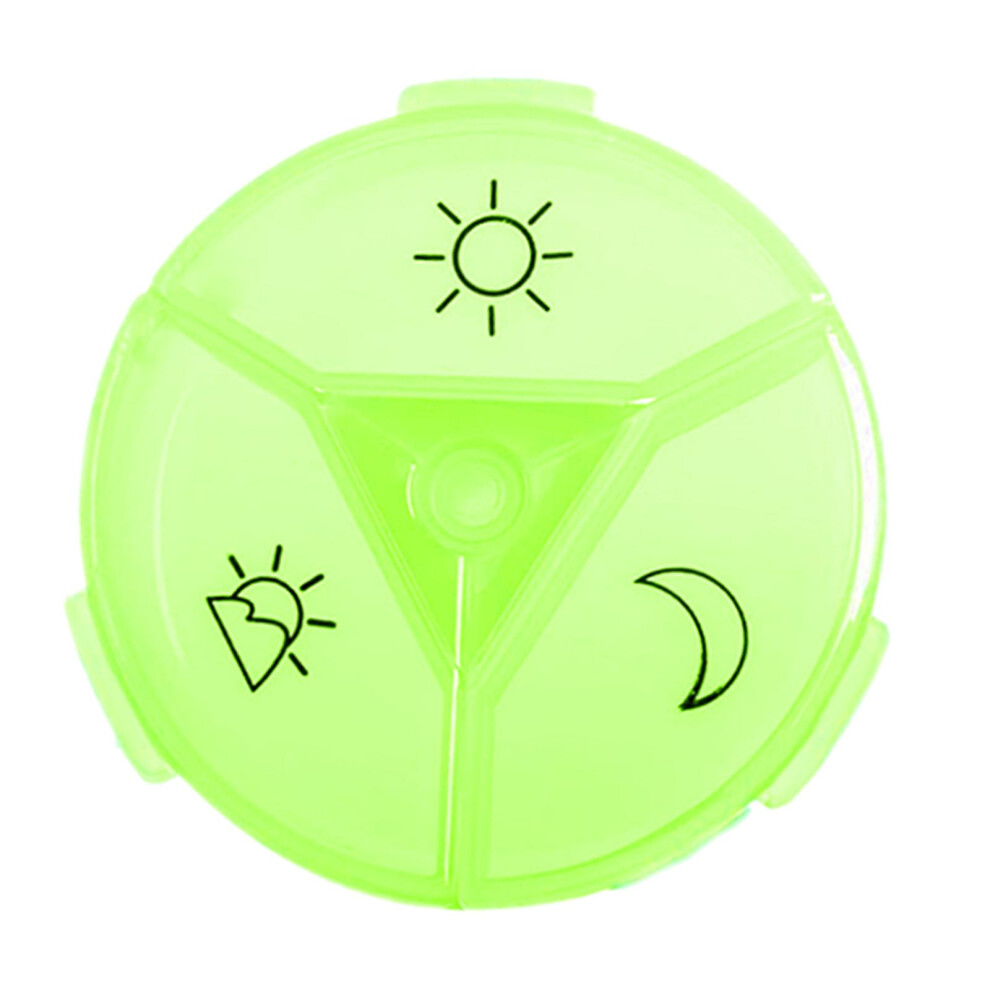 Green Pill Box Tablet Organizer Dispenser Vitamin Medication Container