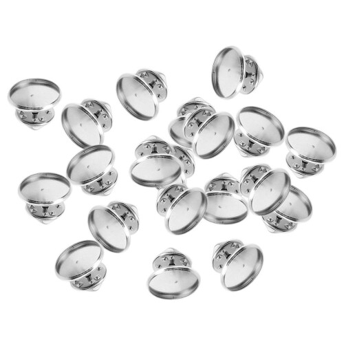 20 Set Metal Brooch Making Blank Cabochon Bezel Setting Trays for Badg