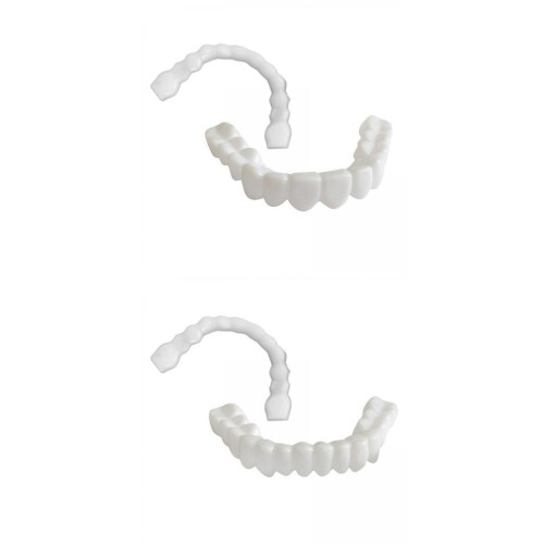 Silicone Top + Bottom Veneers False Teeth Fix Caps Denture Perfect Smi