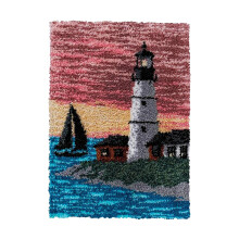 Latch Hook Rug Kits Mat DIY Needlework Embroidery Carpet Lighthouse