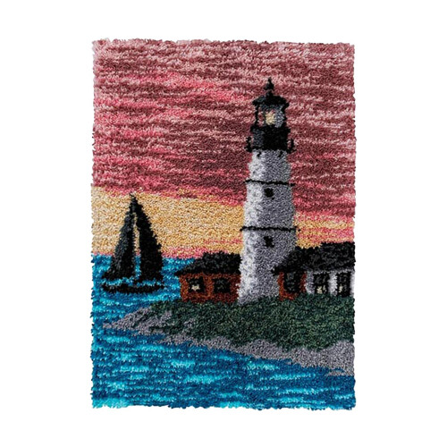 Latch Hook Rug Kits Mat DIY Needlework Embroidery Carpet  Lighthouse