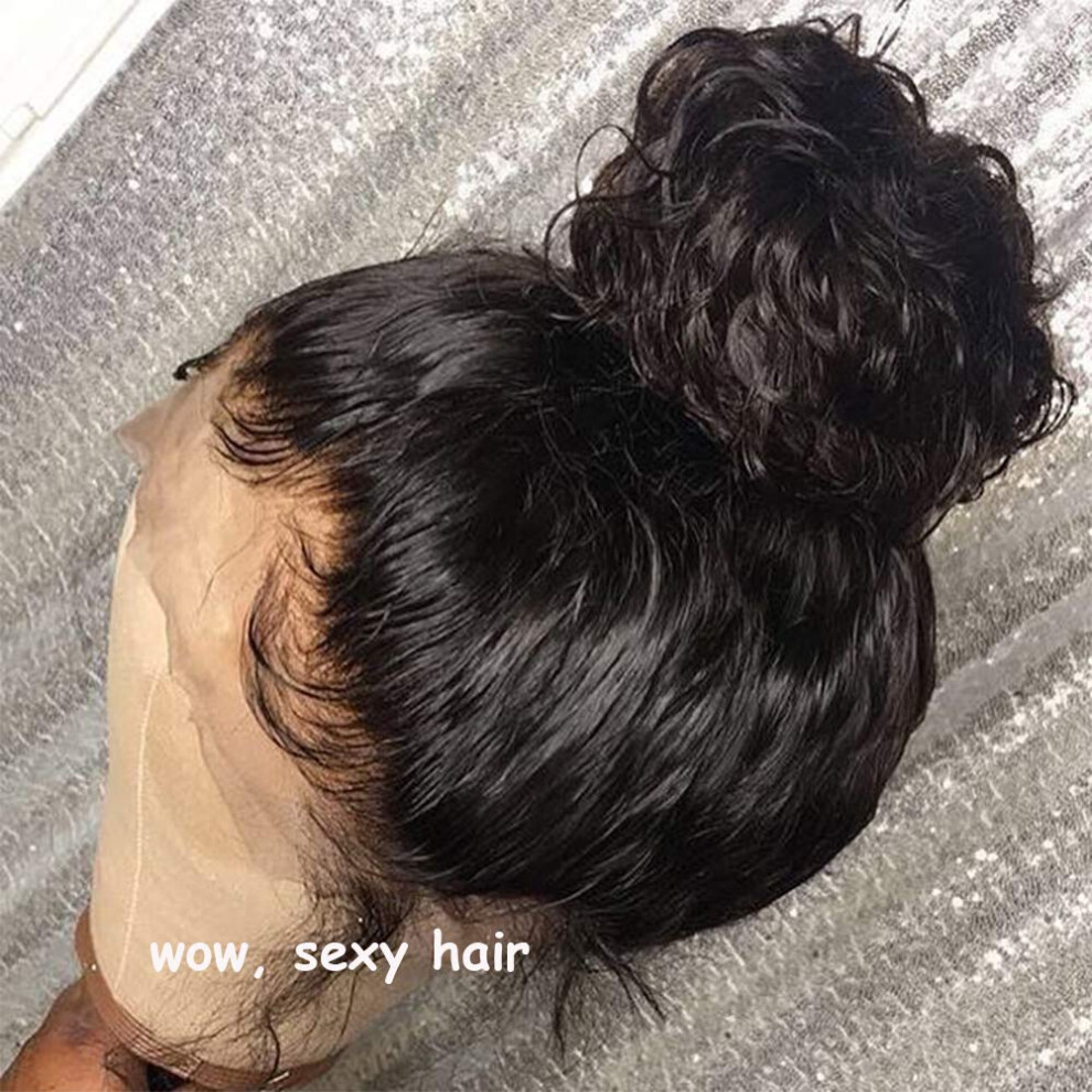 Unisex Brazilian Virgin Human Hair Full Lace Wig Curly Pre Plucked Hairline Glueless With Baby Hair 10 Inch
