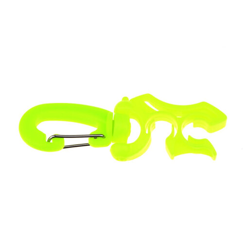 Scuba Diving Double BCD Hose Holder with Clip Yellow 2